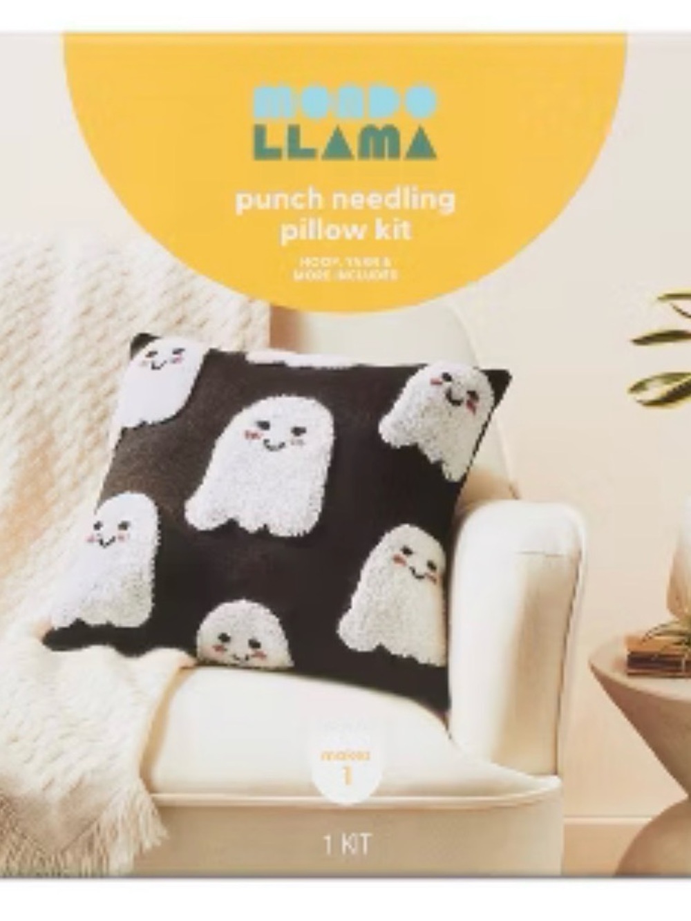Mondo Llama Ghost Pattern Punch Needle Pillow Kit - Picture 3 of 3